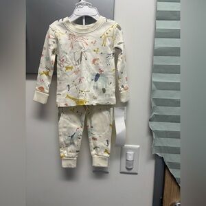 NWT Pehr 18-24 mo organic cotton pajamas.  Neutral colorway with animal print